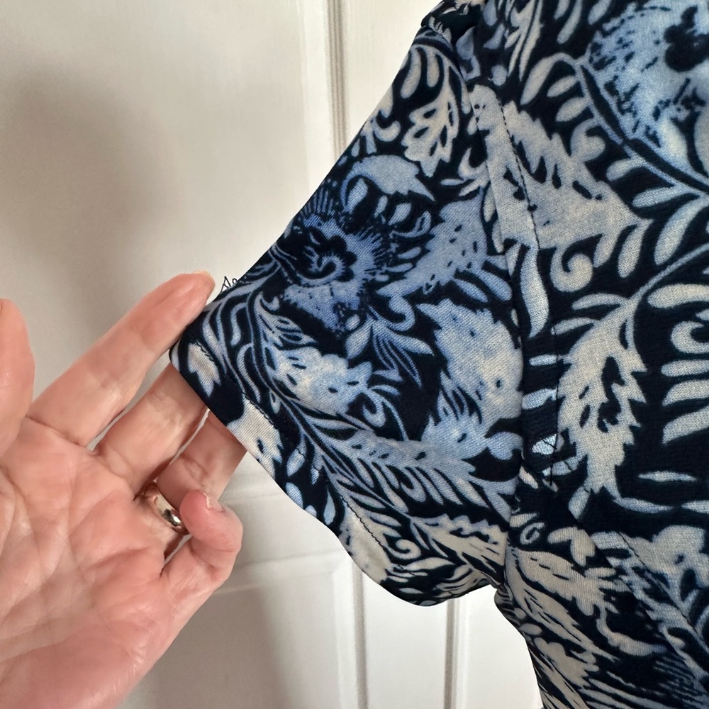 Boston Proper Blue and White Wrap Midi Dress - Picture 8 of 10